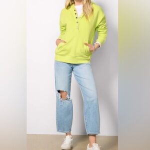 Evereve Women’s Nola Snap Detail Hoodie Washed Citron XS